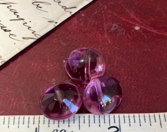 Vintage glass buttons, retro purple buttons, vintage glass button set