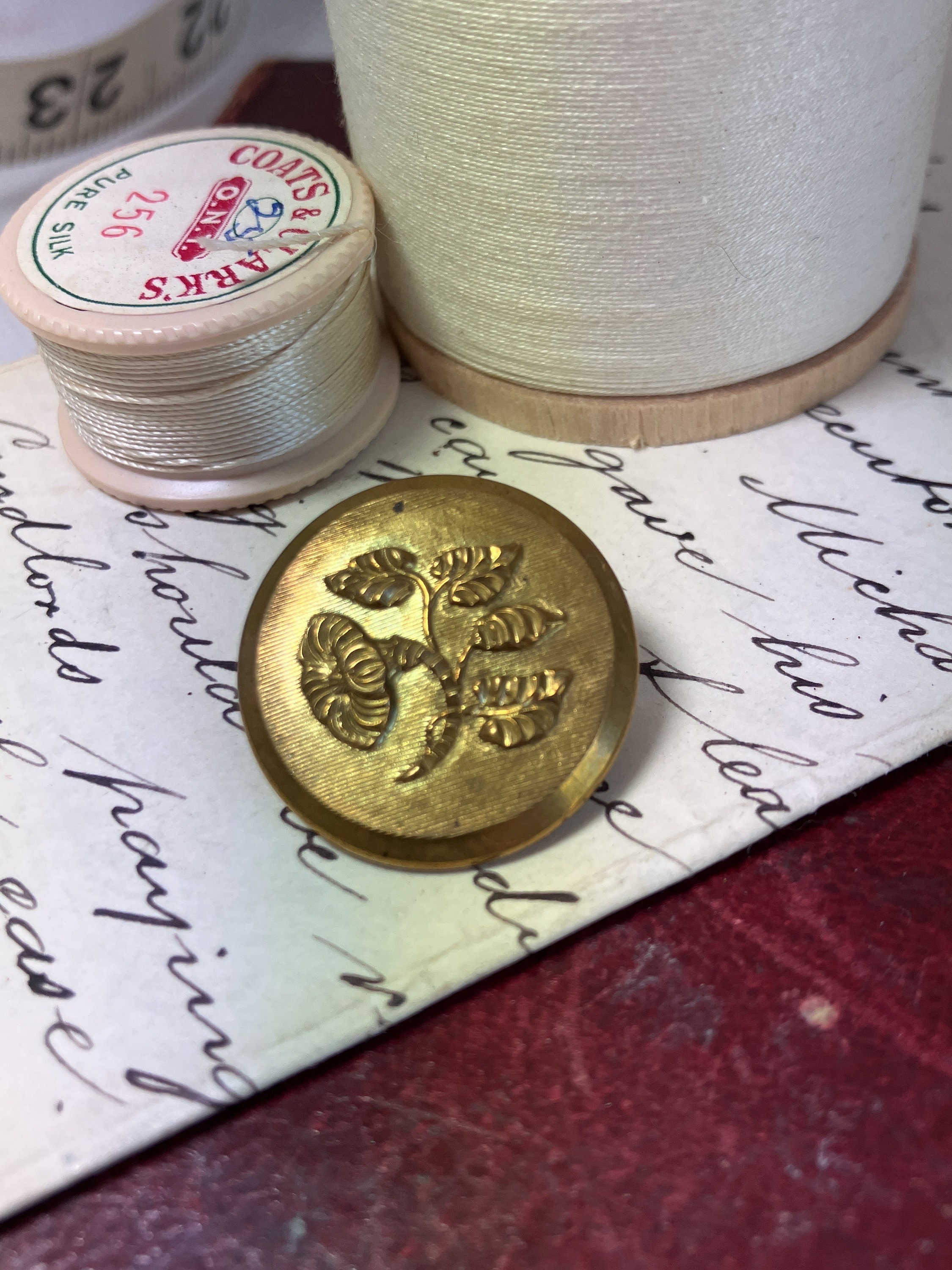 Vintage Brass Button, Brass Floral Button, Sewing Button Gift, Retro ...