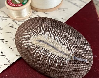 Tamsin Cooper brooch, embroidered feather brooch, Mother’s Day gift, unique brooch gift