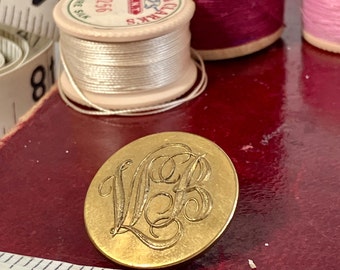 Vintage monogram button brass livery button