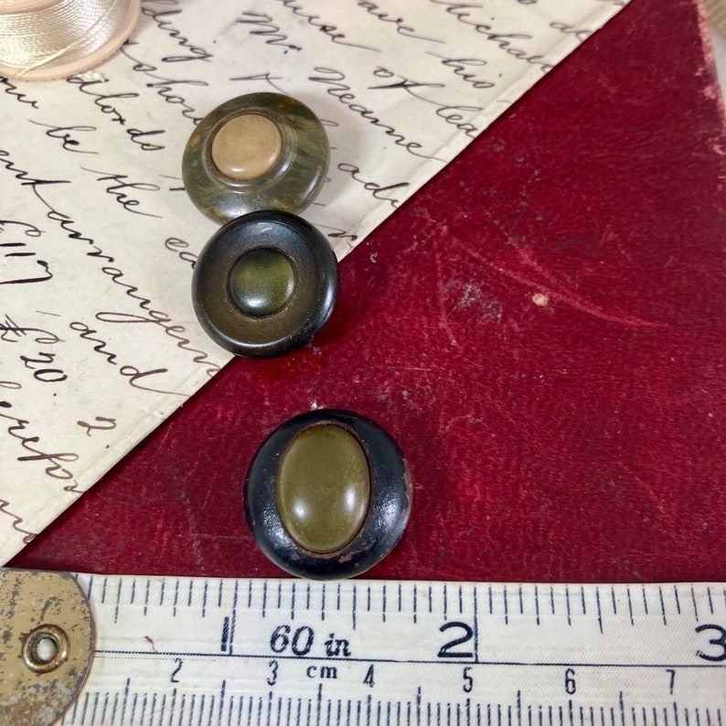 Vintage celluloid buttons tight-top green buttons image 4