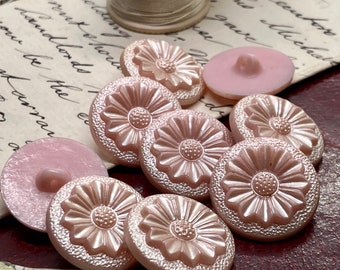ensemble de boutons roses vintage, boutons roses nacrés rétro, boutons bébé rose nacré, boutons en plastique pour enfants roses rétro, boutons roses bébé