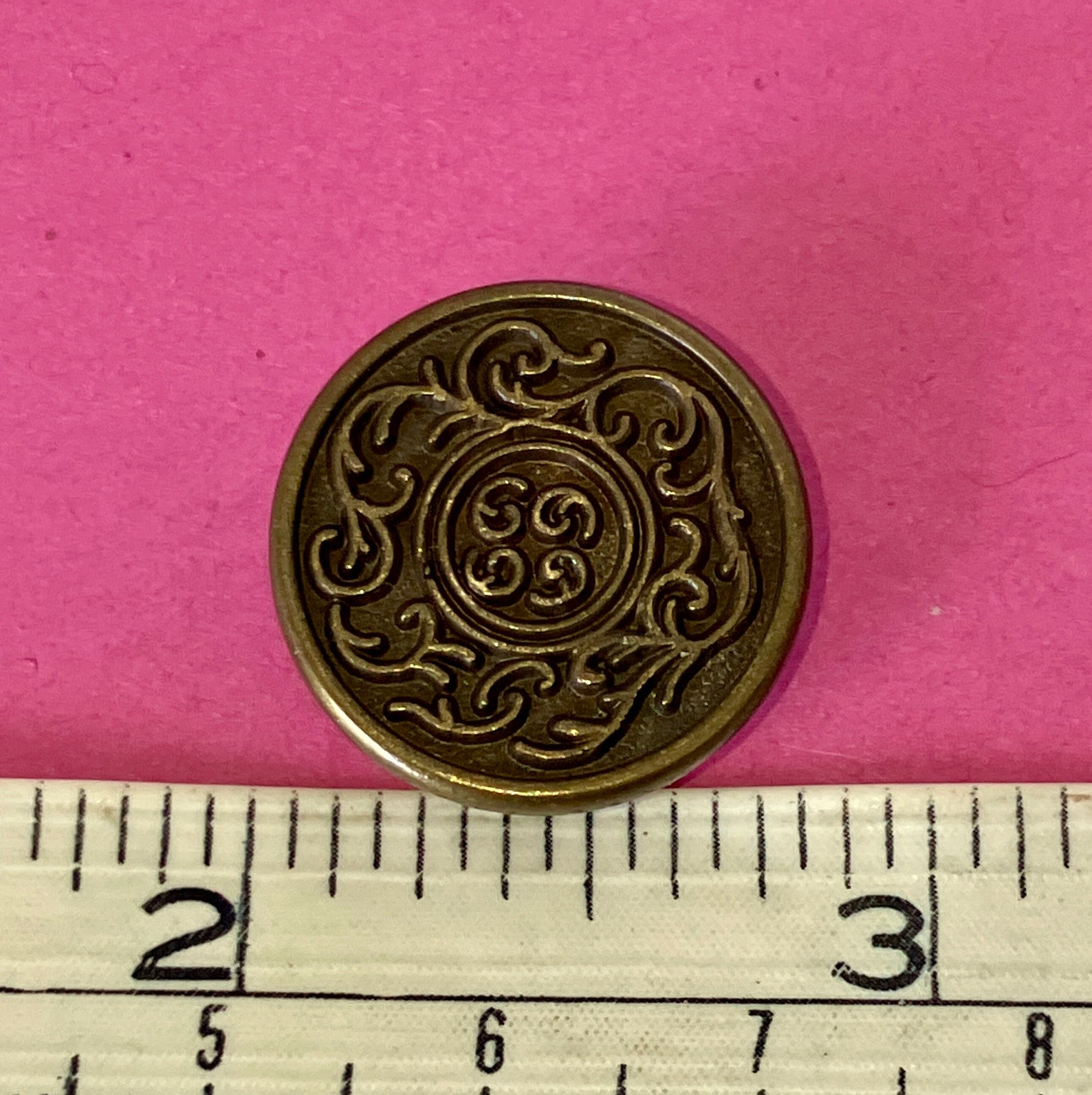 Vintage Brass Button Recessed Design Button Etsy