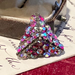 Aurora Borealis Crystal Pyramid Button: Collectible Costume Embellishment