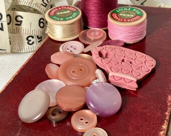 Button collection vintage buttons pink buttons