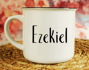 Personalisierte Emaille Tasse, Tasse Personalisiert, beidseitig bedruckt, Becher personalisiert, Kaffeetasse mit Namen