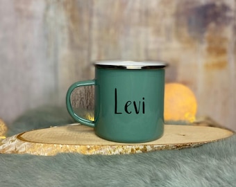 Emaille Tasse personalisiert, Tasse personalisiert, Kindertasse, Kindergeburtstag, Becher personalisiert, beidseitig bedruckt, mit Namen