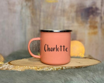 Enamel mug personalized, mug personalized, children's mug, children's birthday, mug personalized, printed on both sides, with name