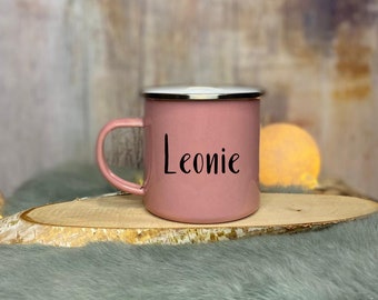 Enamel cup personalized, cup personalized, children's cup, children's birthday, cup personalized, printed on both sides, with name