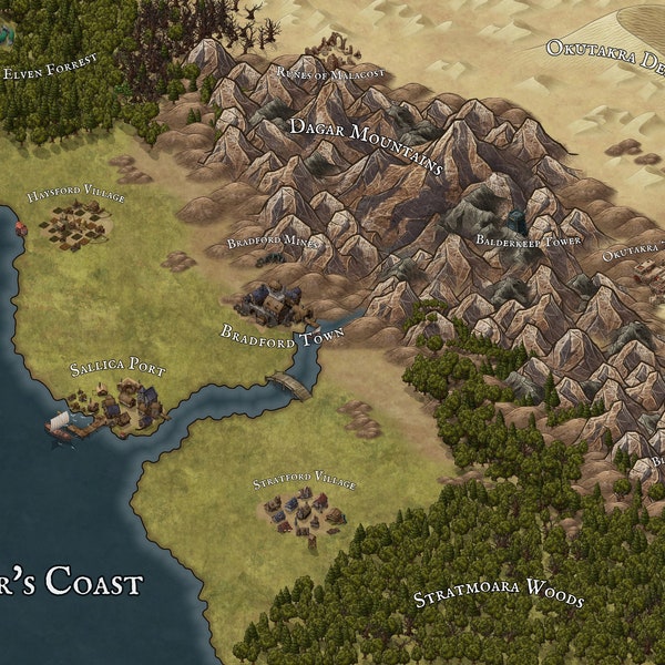 DnD RPG Fantasy Map - Dagar's Coast