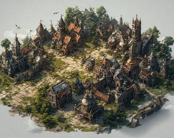 TTRPG Battlemap Abondoned Town