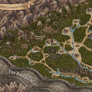 Midici es Great Wall, DnD Regional Karte, D&D Campaing Karte, Dungeons and Dragons Digitaldruck, Download Story Map