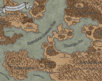 Argoth Meridionale, Mappa di D&D, Mappa di TTRpg, Mappa della Regione, Mappa di D&D per RPG