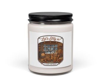 Vela "Quedémonos en casa", frasco de soja / humor sobre salud mental, ambiente acogedor