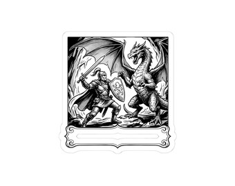 Frontier Knight vs Dragon Kiss-Cut Sticker | vintage western, Americana