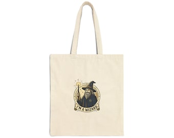 I'm a Wizard Tote | witchy goblincore, celestial oddities cotton canvas