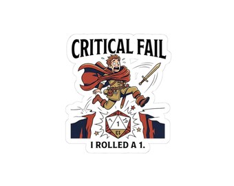 Critical Fail RPG Dice Sticker | Space, Science Nerd mission patch aesthetic