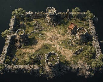 TTRPG Battle Map Overgrown Watch Towers