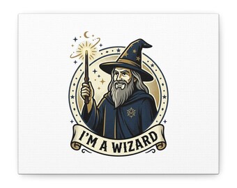 I'm a Wizard Canvas | witchy goblincore celestial art