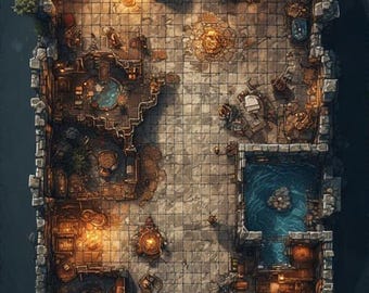 TTRPG Battle Map Courtyard Study room