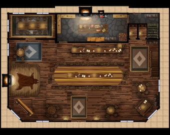 The Long Tabled Inn, DnD tavern map, D&D Inn map, Dungeons and Dragons digital print, RPG download map, TTRPG inn map