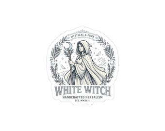 Witte heks illustratie kiss-cut stickers | Witchy, Goblincore, Cottagecore-aangrenzend