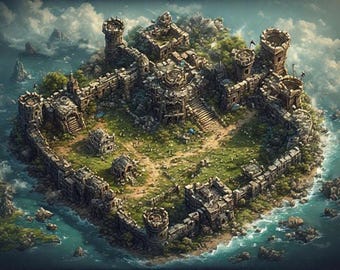TTRPG Battle Map Ruins of the Castle Island