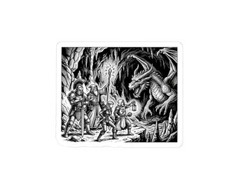 Frontier Dragon Encounter Sticker | Western, Vintage Noir, Americana