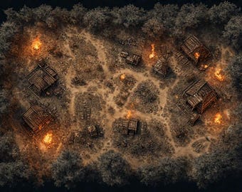 TTRPG Battle Map Night town