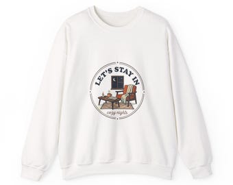Sudadera Let's Stay In con cuello redondo / humor sobre salud mental, ambiente desastroso