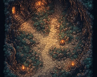 TTRPG Battlemap Inside Cave Mouth