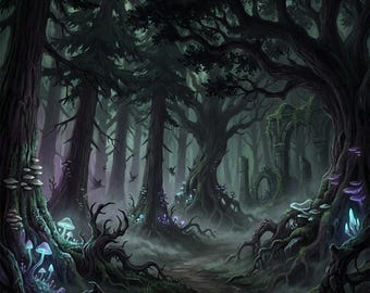 Darkwoods-Region-Kampfkartenpaket (voreingestellt) | 12+ DnD-Karten | Spukwald, Versunkener Tempel, Hexenhöhle | TTRPG, Roll20, Virtueller Spieltisch |