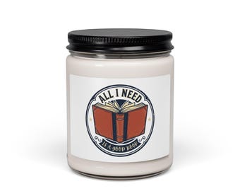 Vela aromática "Todo lo que necesito es un buen libro" / Vela de soja perfumada, bienestar sarcasmo