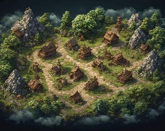 TTRPG Battle Map Mountain Village