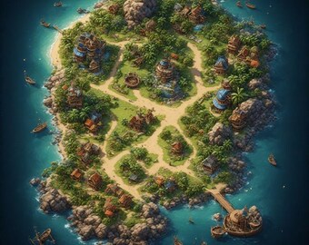 TTRPG Battlemap Trade island
