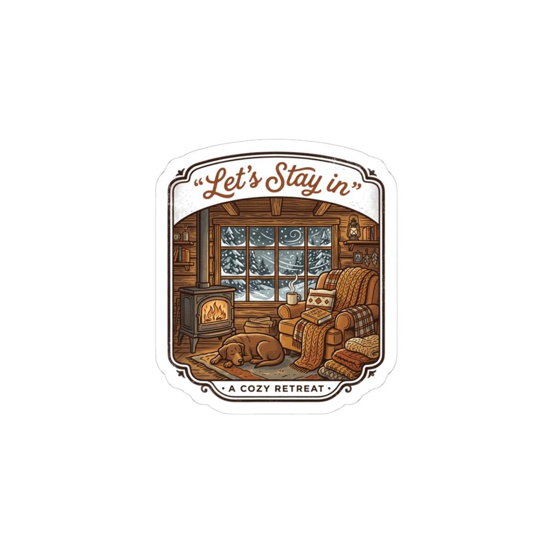 Let’s Stay in Sticker | Cozy Cabin Vibes, Mental Health Humor, Wellness ...