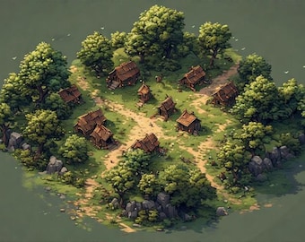 TTRPG Battle Map Isometric Village