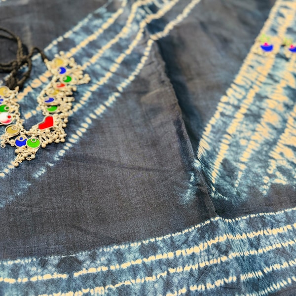Raw Silk Saree  - Turquoise Blue + Old Purple