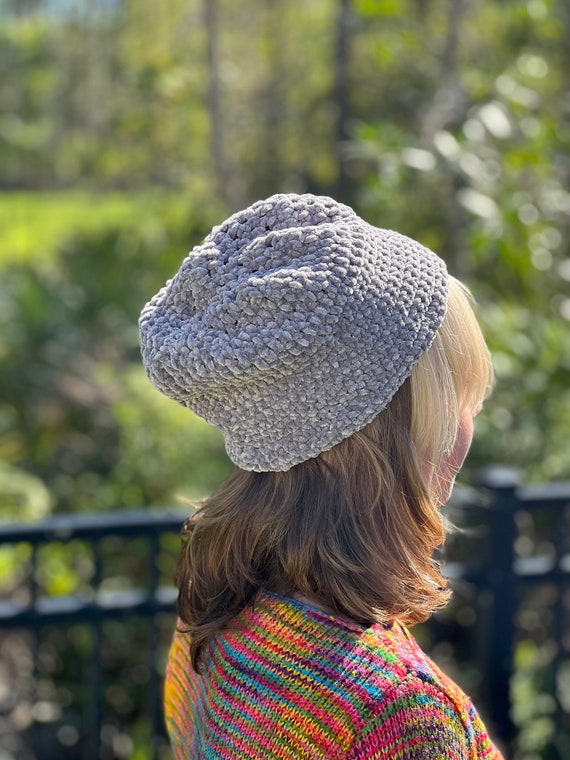 Handmade gray crochet hat DLAPL Cotton Crochet Hat Handmade Knit Summer Slouchy Beanie  main image 3