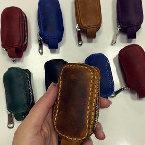 Leather Car Keychain, Leather Car Key Holder, Leather Handmade, Key Holder, Leather Zipper Car Key Holder, Personalized Gift, Gift for Men