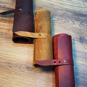 Pen Case, Pencil Case, Pencil Holder, Pencil Box, Pen Box, PenHolder, Leather Box, Leather Pencil Box, Leather Artist Roll, Pencil Roll Case