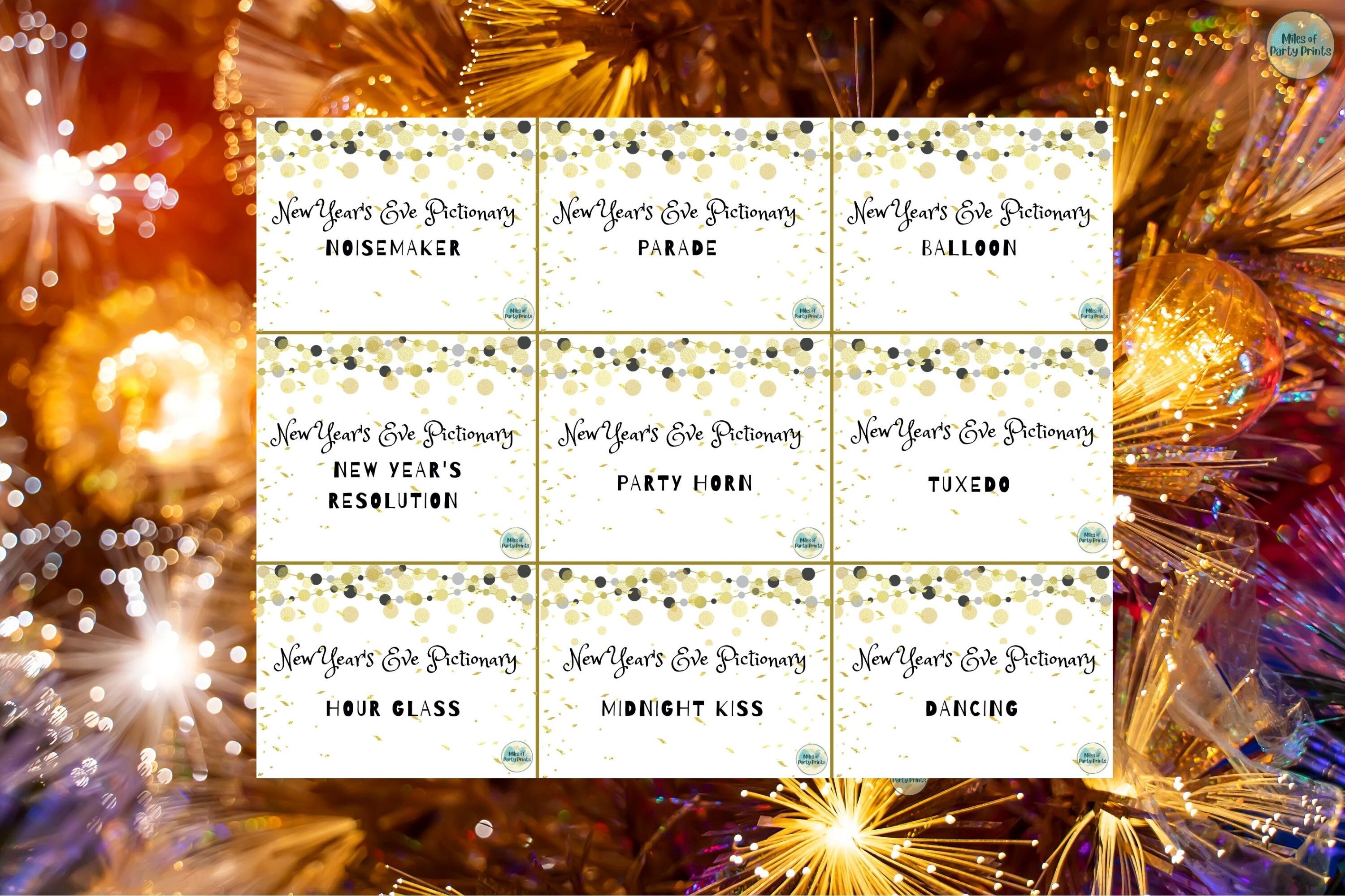 NYE Pictionary New Years Eve Games printable Nye Activity party Games ...