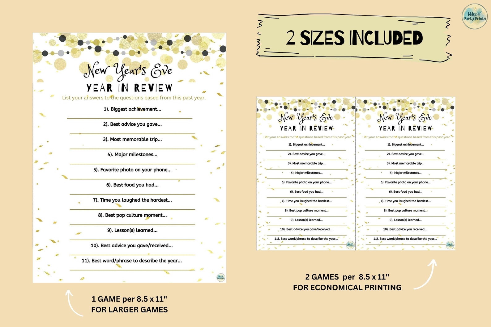 NYE Year in Review New Years Eve Games printable Nye Activity party ...