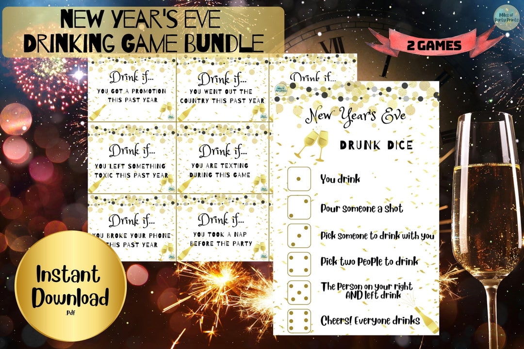NYE Drinking Game BUNDLE Drink If Drinking Game Drunk Dice - Etsy