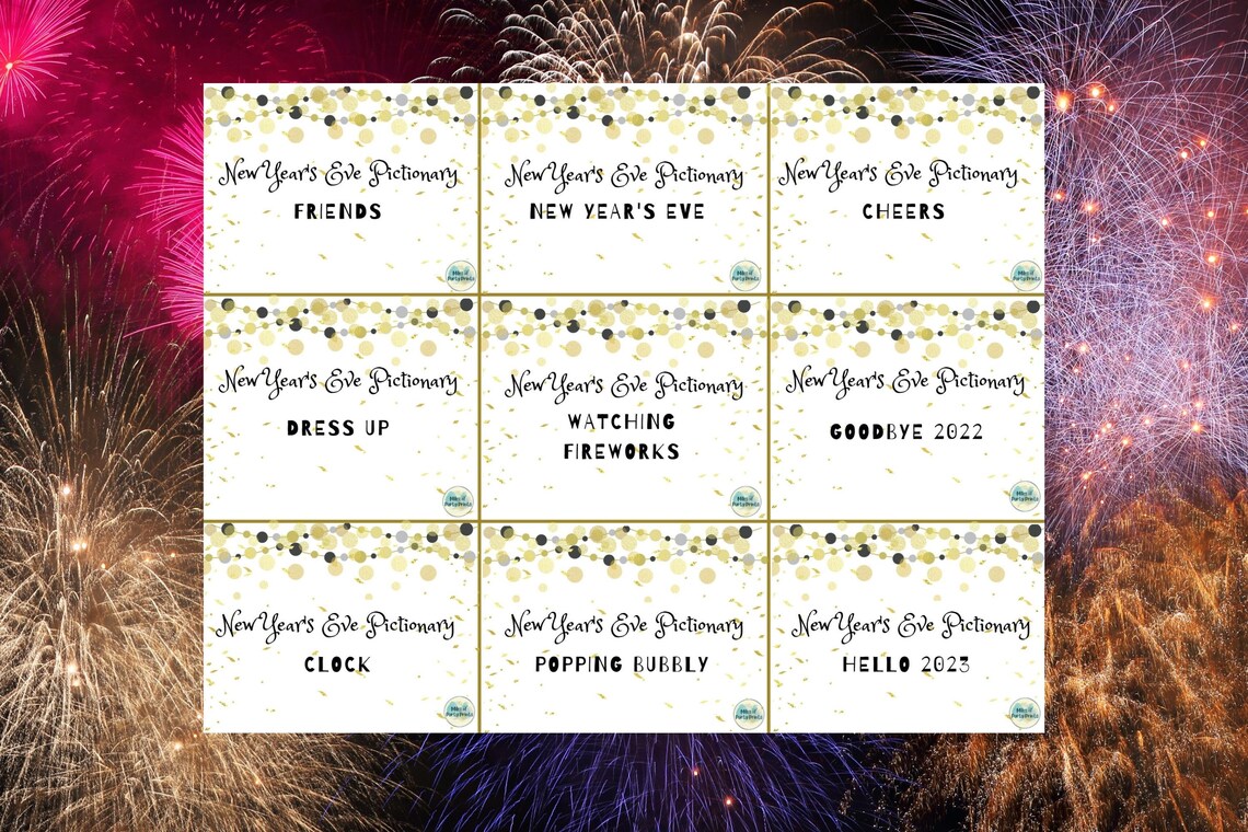 NYE Pictionary New Years Eve Games printable Nye Activity party Games ...