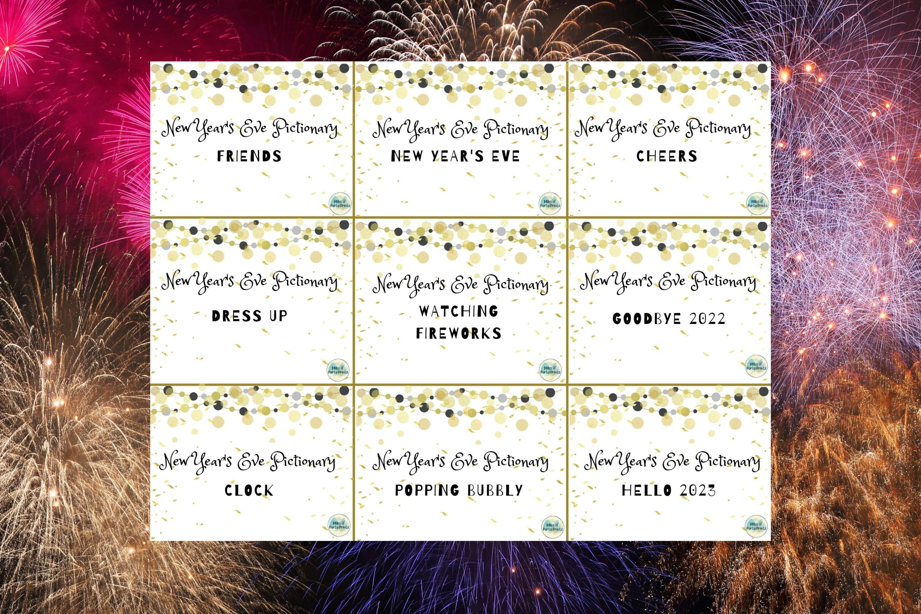 NYE Pictionary New Years Eve Games printable Nye Activity party Games ...