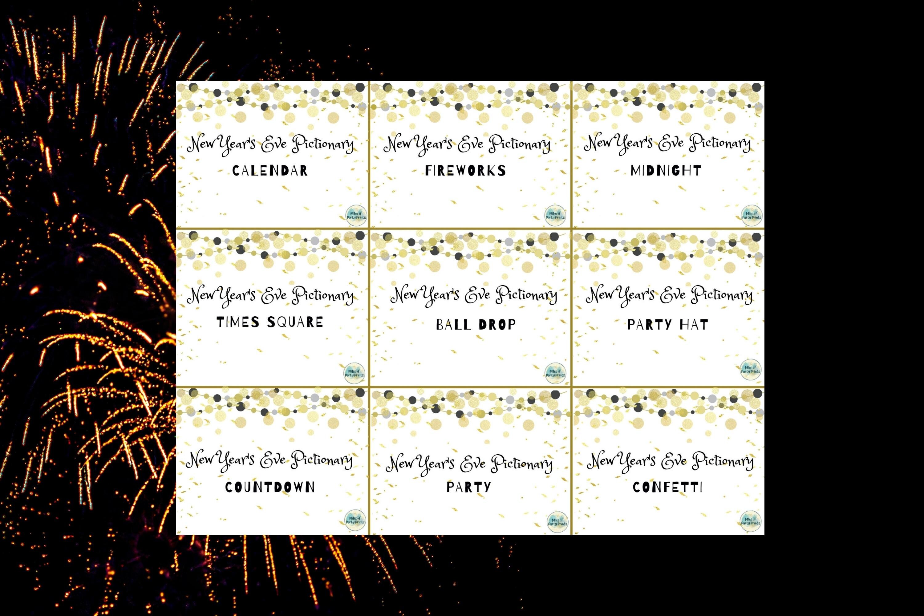 NYE Pictionary New Years Eve Games printable Nye Activity party Games ...