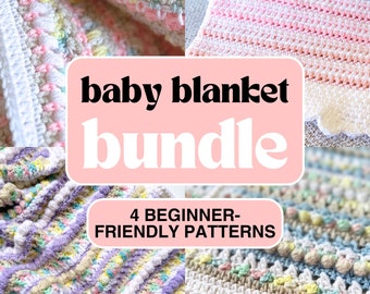 Baby Blanket Crochet Pattern BUNDLE! - Baby Blanket Beginner Crochet Pattern, Afghan Baby Blanket Pattern, Easy Blanket Pattern, Crochet PDF