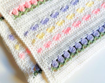 Crochet Baby Blanket Pattern - Hearts and Flowers, Easy Baby Blanket Crochet Pattern, Heart Blanket Crochet Pattern, Blanket Patterns PDF