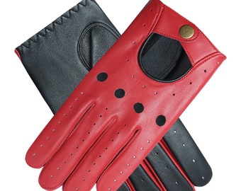 Men,s leather two toned colour driving gloves
